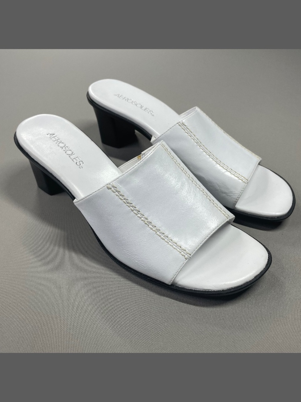 NEW Aerosoles Shoes Womens 9.5 white black leather local time heels cocktail